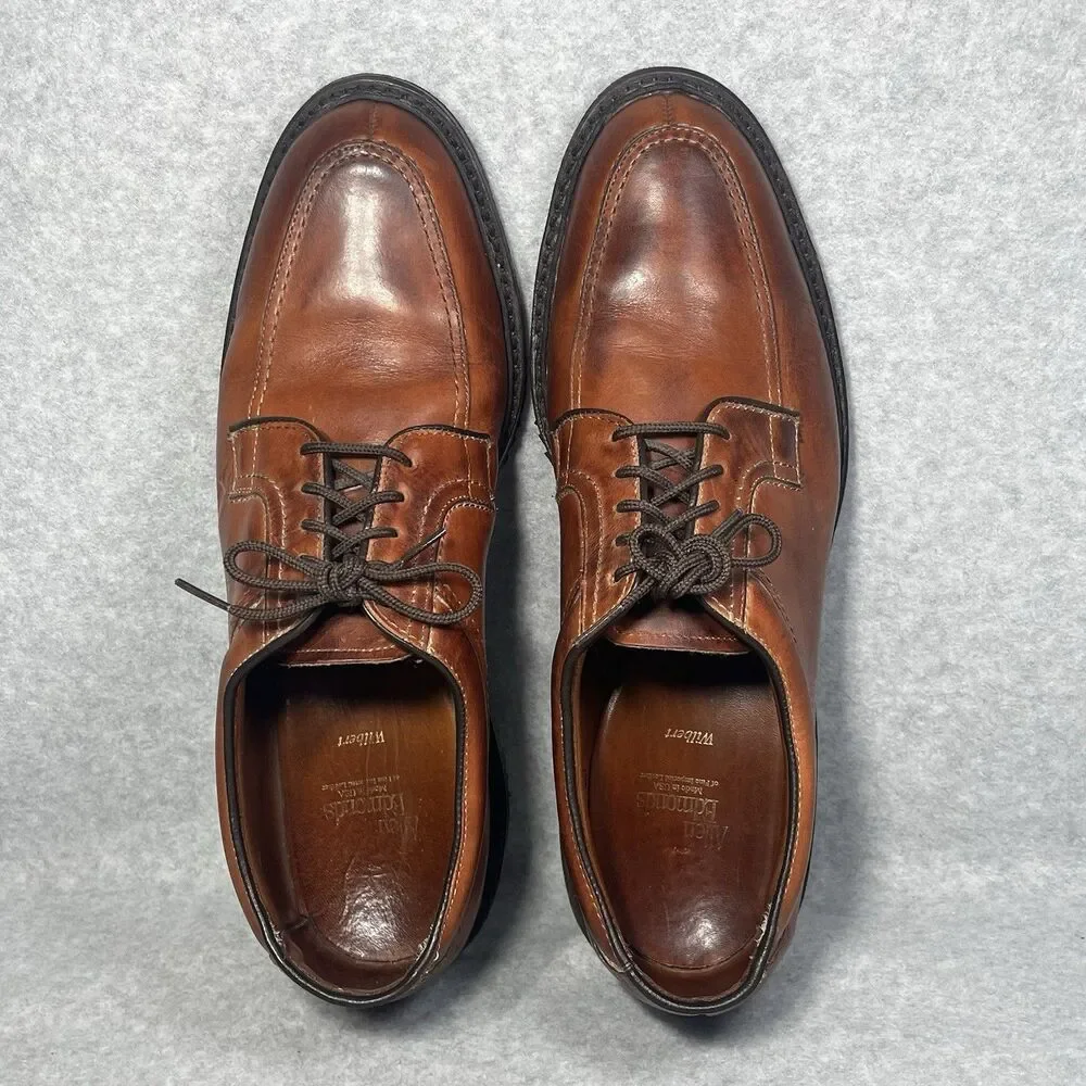 Allen Edmonds Wilbert Mens 11.5 B Cognac‎ Leather Split Toe Derby Dress Shoes